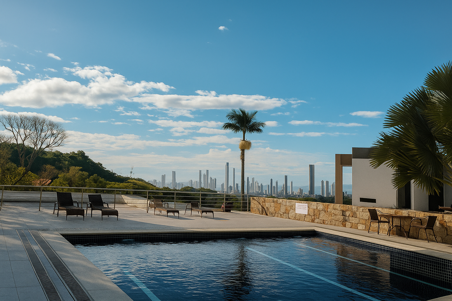 Piscina e espaço solar